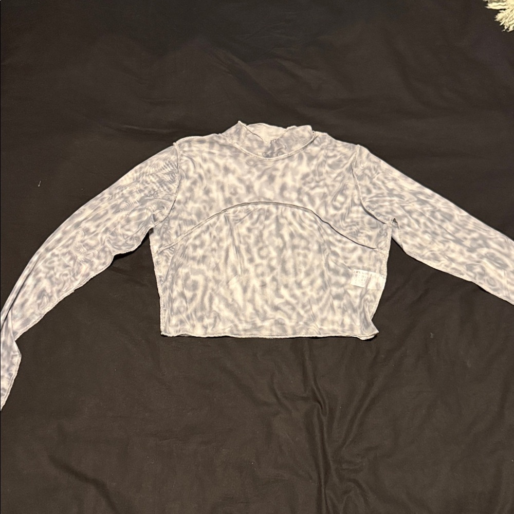 Motel Rocks Mesh Gray Patterned Crop Top